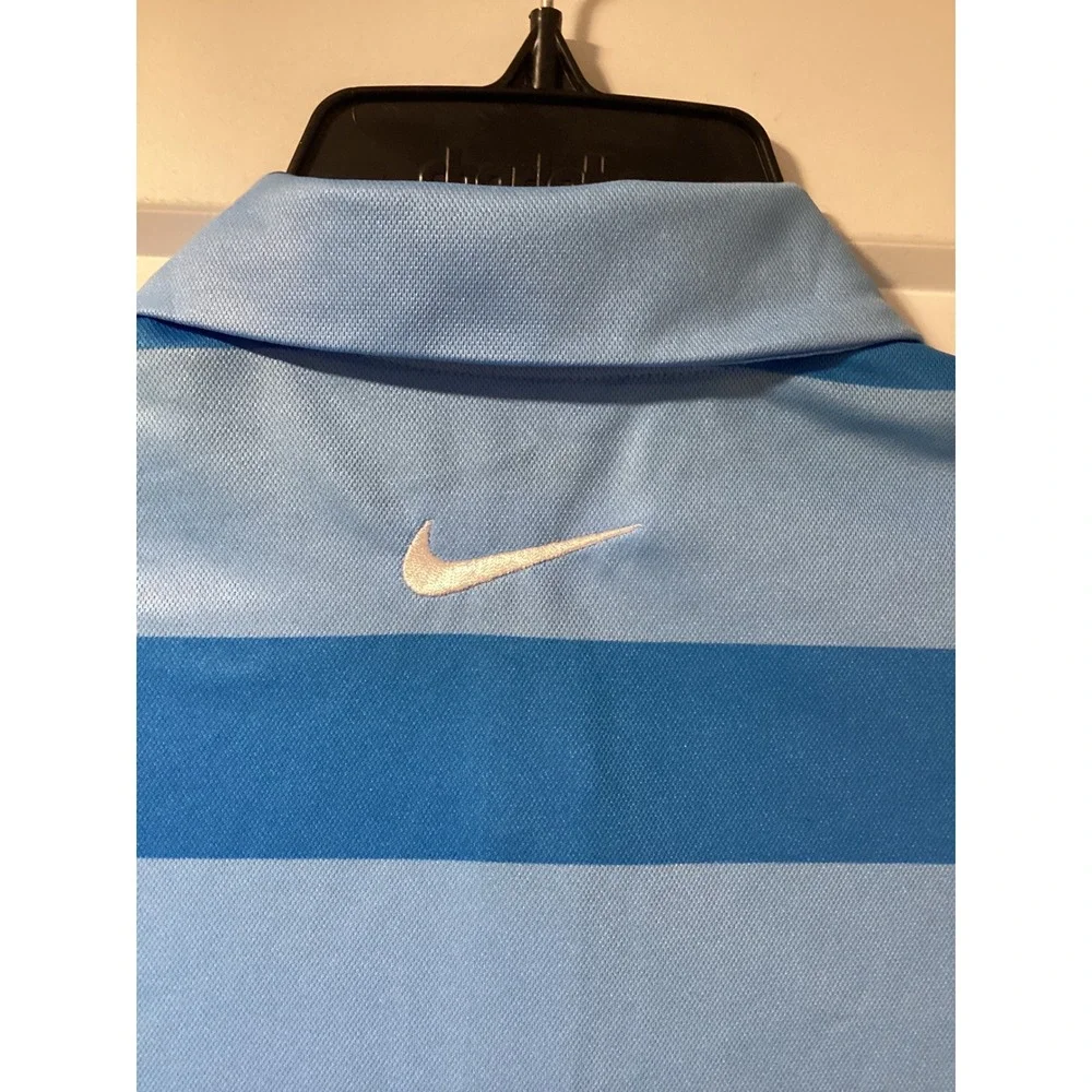 Nike Golf Womens Dri-FIT Blue Striped Polo Shirt FD6706-435 Size Small NWT